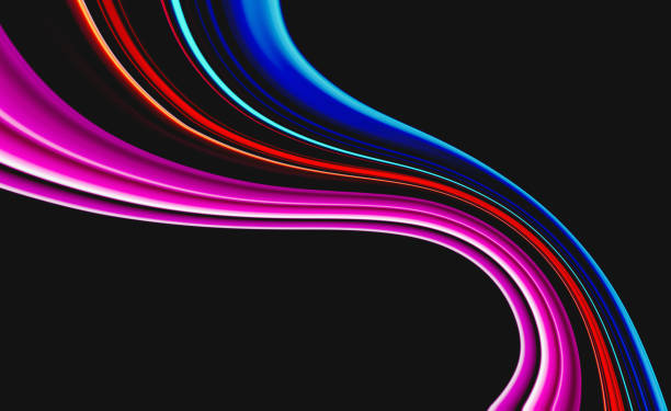 istock Colors wave on dark background, abstract 3d neon colors flow, black banner design, copy space 1462812419