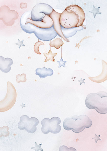 istock Watercolor newborn Baby Shower greeting card with babies boy. Birthday card with text space of new born baby and pregrand women invitation. 1462826652