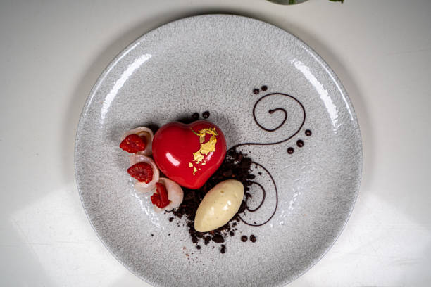 Valentine's Day dessert shaped like a heart stock photo