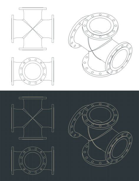 illustrazioni stock, clip art, cartoni animati e icone di tendenza di progetti a croce flangiata - flange