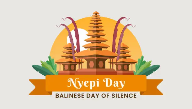 Vector illustration of Nyepi Day. Balinese Day of Silence.