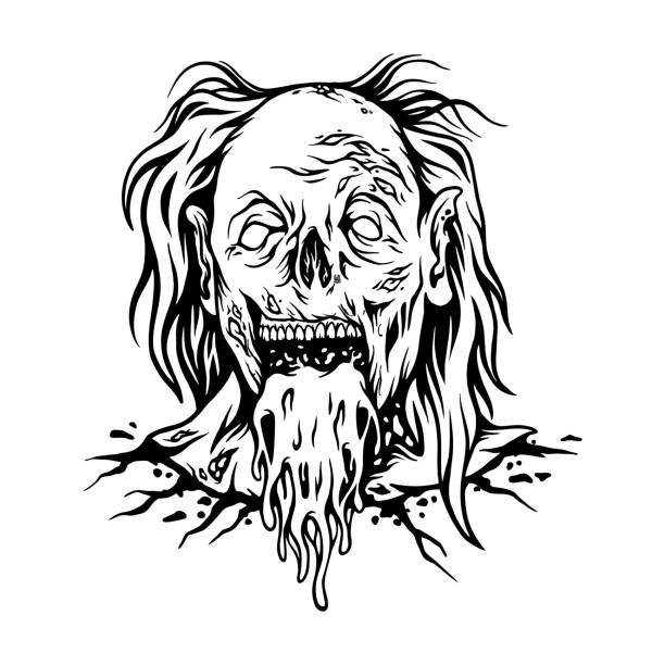 Zombie clown head cartoon silhouette Zombie clown head cartoon silhouette vector illustrations for your work logo, merchandise t-shirt, stickers and label designs, poster, greeting cards advertising business company or brands evil joker silhouette stock illustrations