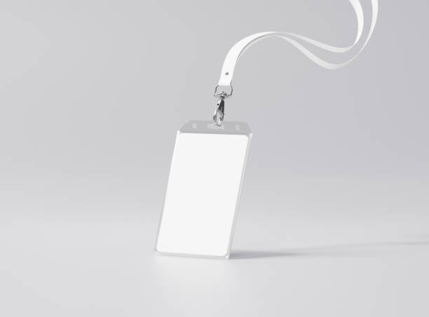 id card in plastic holder mockup - kimlik kartı stok fotoğraflar ve resimler