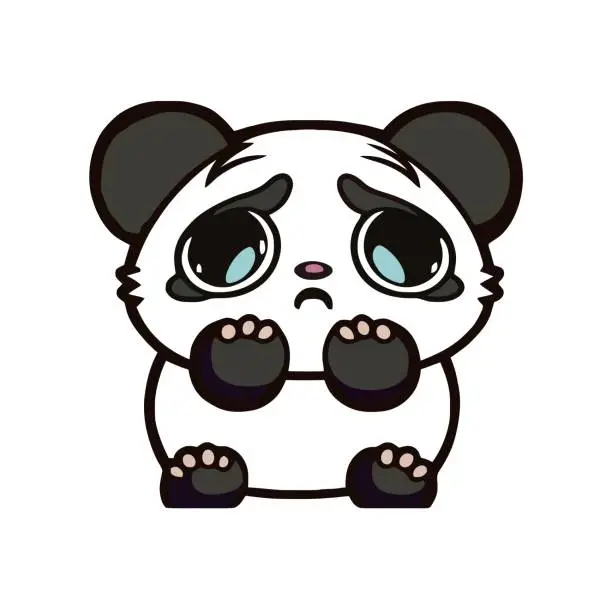 Vector illustration of Sad Worried Panda Bear