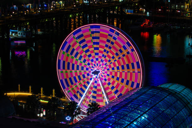 istock Incredible colours and patterns on a Ferris Wheel at night time when the camera is left for a long exposure 1462933128