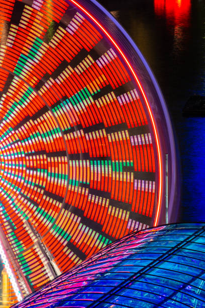 istock Incredible colours and patterns on a Ferris Wheel at night time when the camera is left for a long exposure 1462933154