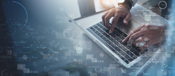 istock Data science, business analysis and strategy, big data concept. Businessman analyzing financial graph on virtual touch screen, futuristic technology solution for business development 1462933244