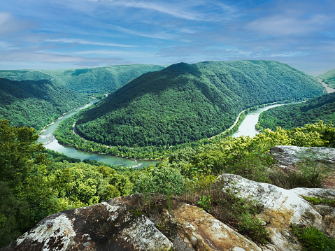 Horseshoe bend of New River Gorge, Grandview, West Virginia, USA