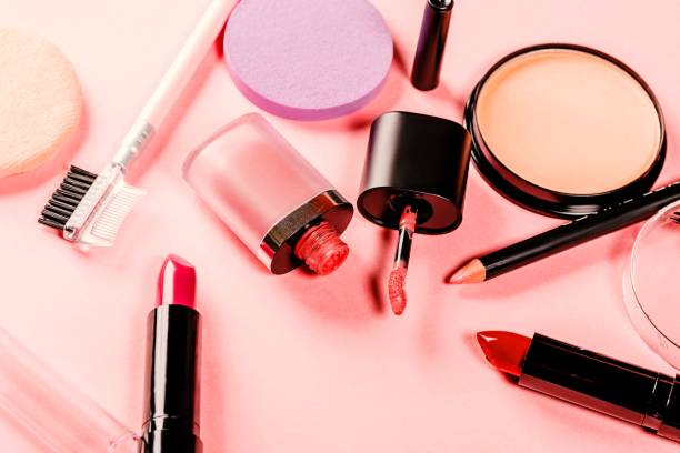 istock Women's cosmetics on pink background 1462938357