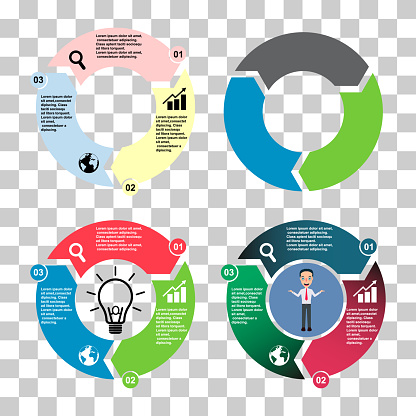 Set of Chart infographic business template icon, pie circle diagram, visualization vector illustration .