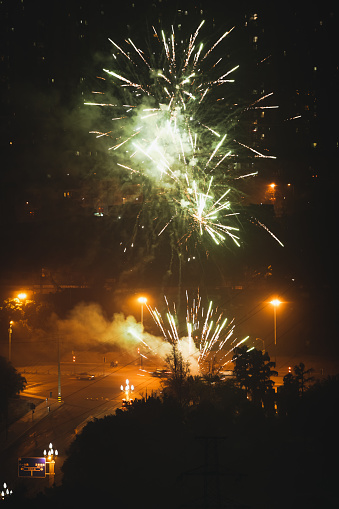 City night fireworks