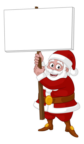 istock Santa Claus Holding a Sign Christmas Cartoon 1462949302