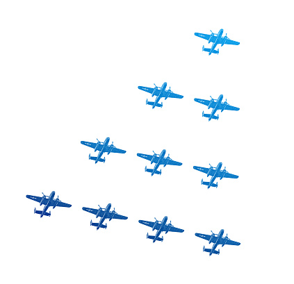 WW2 Mitchell B-25 Medium Bombers Formation Flying