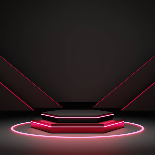 istock Hexagon Podium in room for mock up, 3D rendering 1462953821