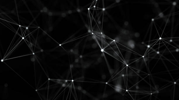istock Futuristic geometric flow with connecting points and lines. Abstract black digital background. Global network concept. Big data complex with compounds. 3D rendering. 1462954728