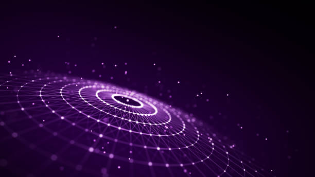 Futuristic of circular flow of particles. Digital cyberspace. Network connections structure. 3D rendering.