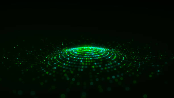 istock Futuristic of circular flow of particles. Digital cyberspace. Network connections structure. 3D rendering. 1462954883