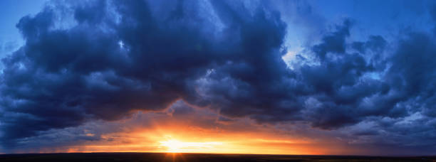 istock Clouds at sunset. Blue and orange. A wonderful natural background. 1462956620