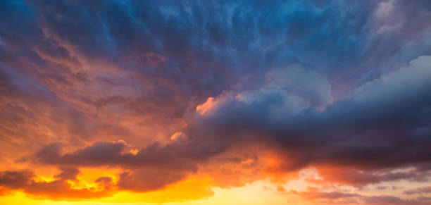 istock Clouds at sunset. Blue and orange. A wonderful natural background. 1462956673