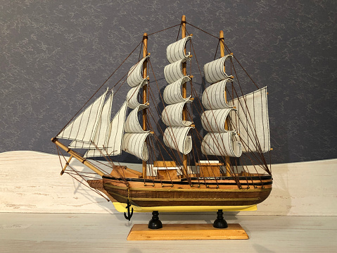 Vintage Sailing ship wooden model still life
