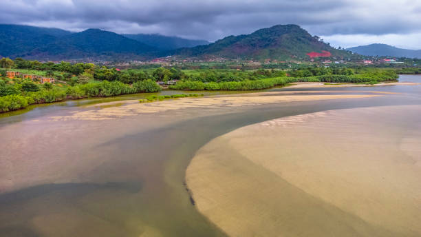istock Beautiful aerial view of river two beach 1462968069