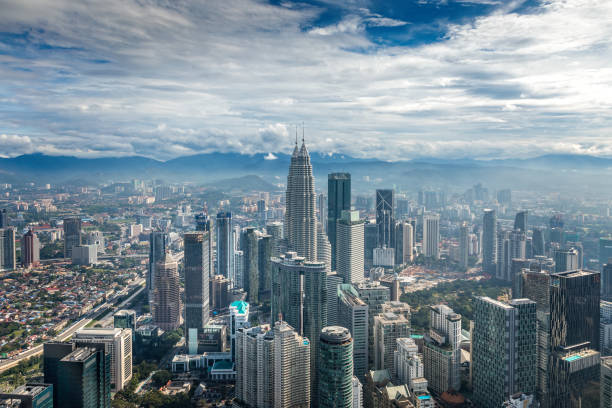 panoramic view over the city of kuala lumpur, malaysia - kuala lumpur stok fotoğraflar ve resimler