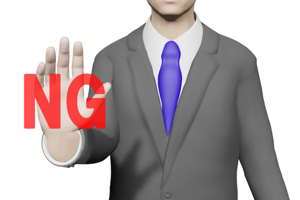 istock Businessman who puts out his hand and refuses. 1462972406