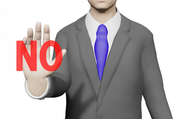 istock Businessman who puts out his hand and refuses. 1462972407