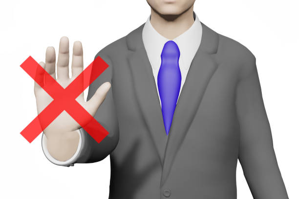 istock Businessman who puts out his hand and refuses. 1462972408