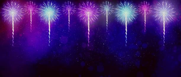 istock Abstract colored firework on dark sky. Celebration and anniversary concept 1462974086