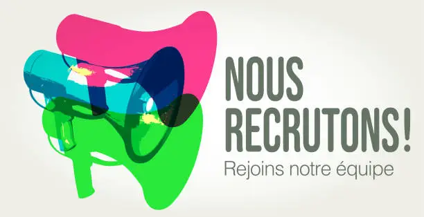 Vector illustration of We are Hiring in French (Nous Recrutons)