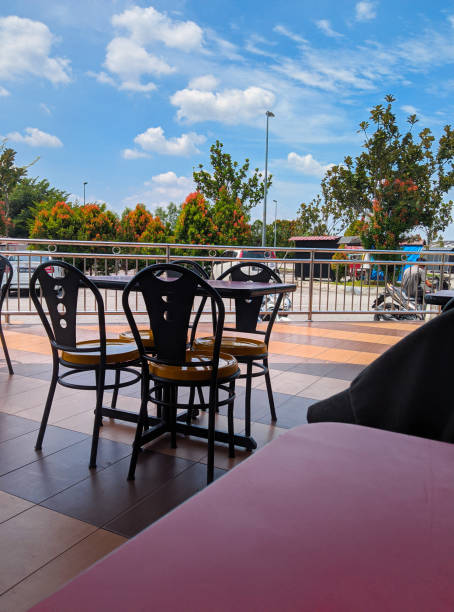 istock Vertical shot of the restaurant  table and chairs 1462980368