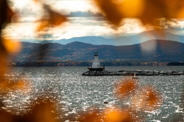 A beautiful view of Lake Champlain at sunset, Burlington, Vermont