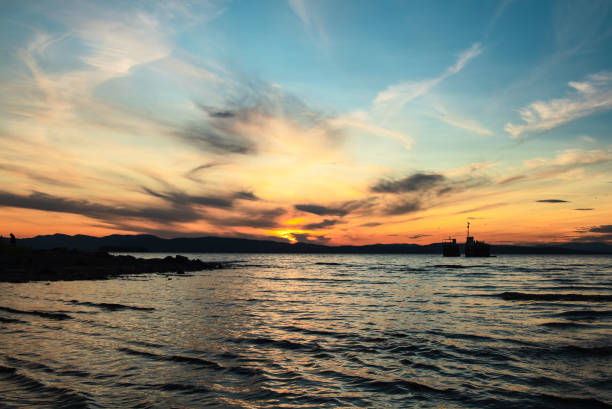 A beautiful view of Lake Champlain at sunset, Burlington, Vermont