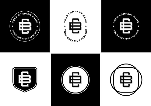 Letters BC or CB monogram template logo initial, badge design