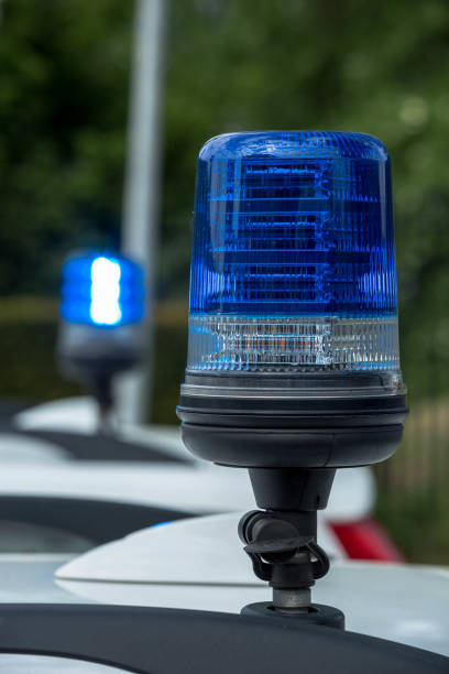 istock Closeup of a blue flasher on the car 1462995253