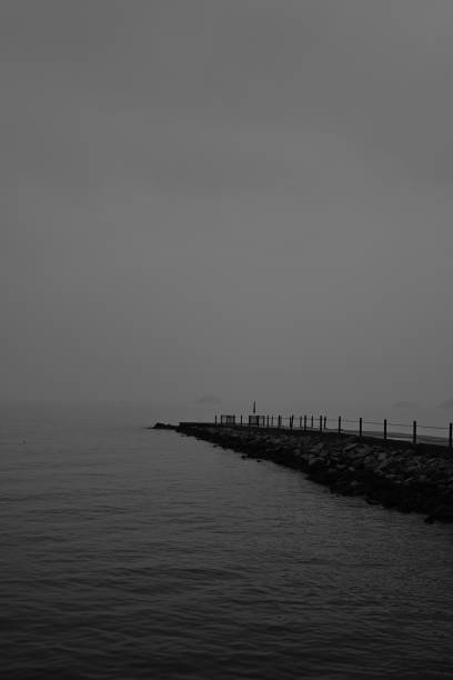 istock Long pier on breakwater on a foggy day 1462995614