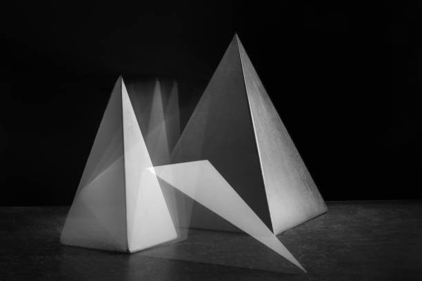 istock Greyscale closeup shot of geometric shapes 1463004855