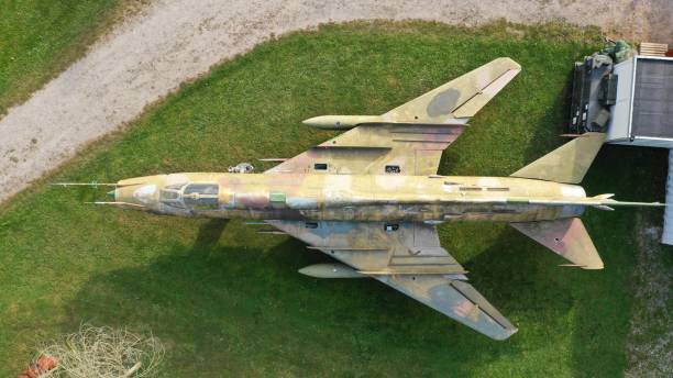 istock High angle shot of an aircraft on a grass 1463009288