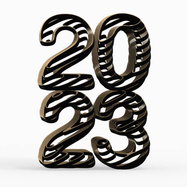 istock Vertical 3D rendered typography design for the business year 2023 against a white background 1463009907