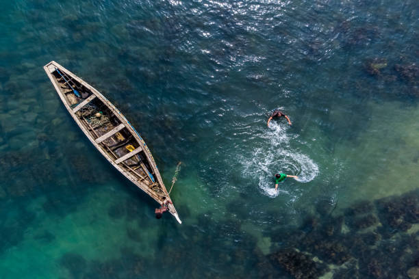 istock Aerial view of a boat at atlantic ocean 1463011933