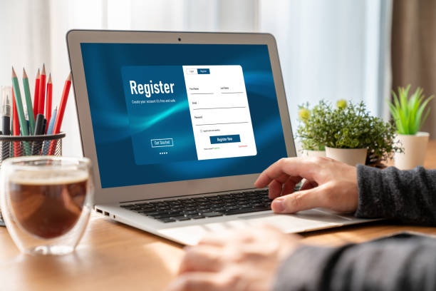 Online registration form for modish form filling Online registration form for modish form filling on the internet website registration form stock pictures, royalty-free photos & images