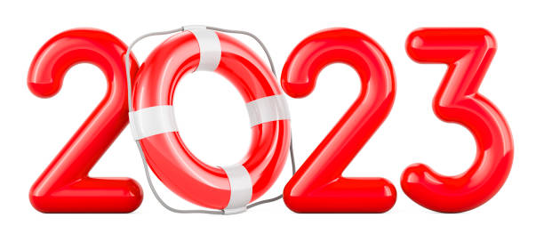 istock 2023 New Year concept with lifebuoy, 3D rendering 1463016704