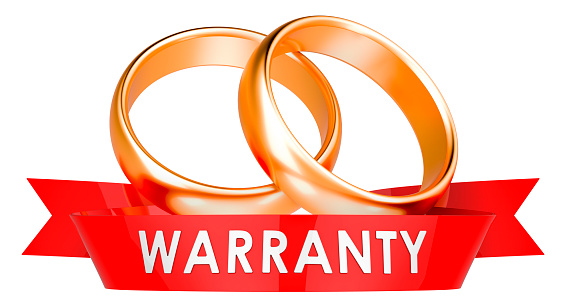 Wedding rings warranty concept. 3D rendering isolated on white background