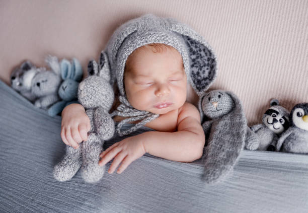 istock Cute newborn baby boy portrait 1463023072