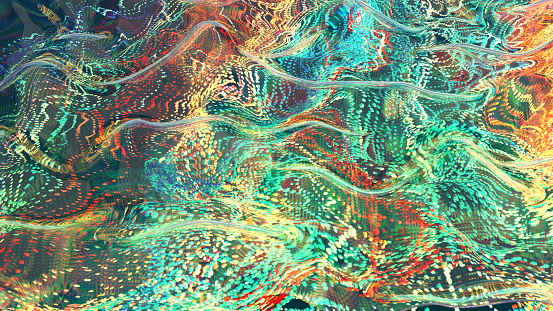 Multicolored vaporwave background, abstract sound wave, CGI.