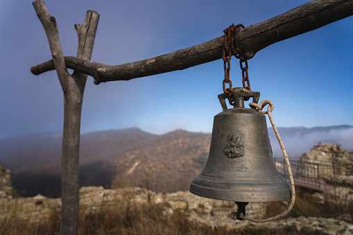 Old church bell in the tower of an old christian church in Salamanca, Spain