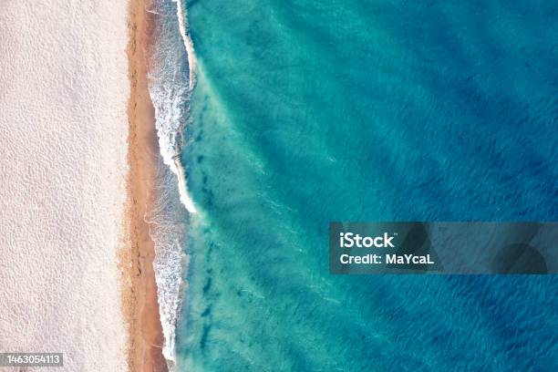 Beach View From A Drone Wonderful Summer Landscape Clean Sand And Blue Water Stock Photo - Download Image Now