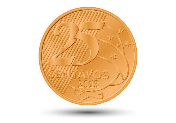 ilustrações, clipart, desenhos animados e ícones de moeda brasileira 25, reversa sobre fundo branco. - white background copper close up white