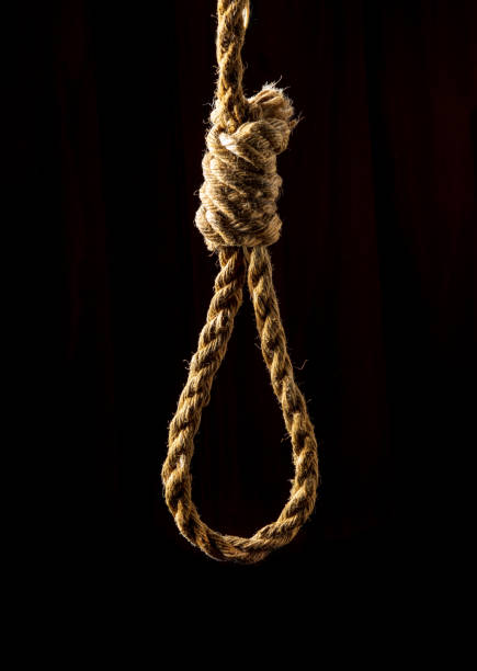 istock Loop with strong rope on black isolated background. Formerly used for executions in camps 1463065353